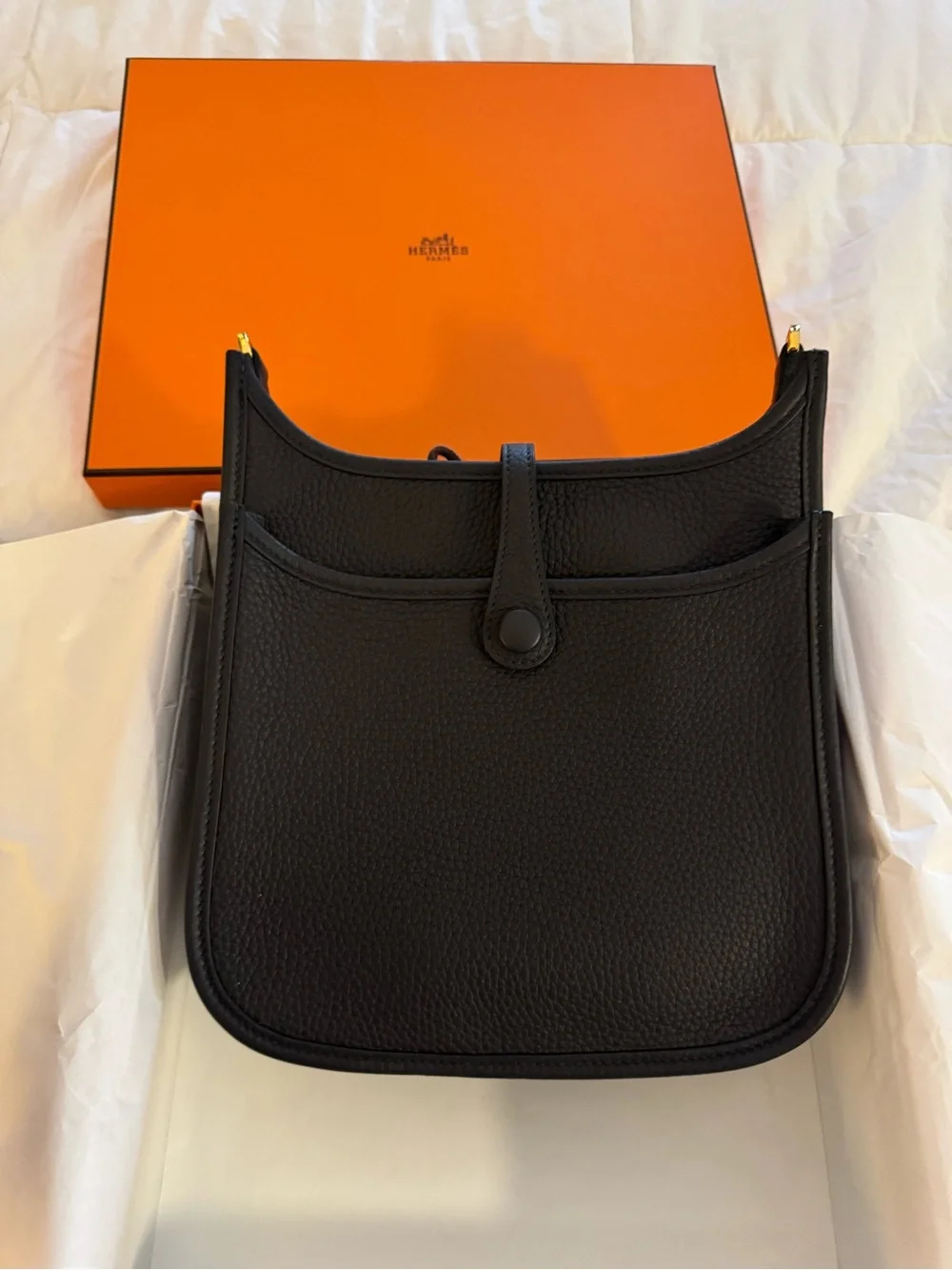 23 Hermes (Caban) Evelyne 23 in Clemence leather Shoulder Bag with Gold Hardware - Picture 7 of 13